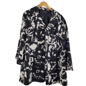 International Concepts black & white floral pea coat